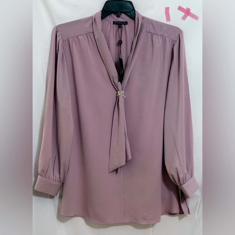 Adrienne Vittadini Purple Tie Front Blouse